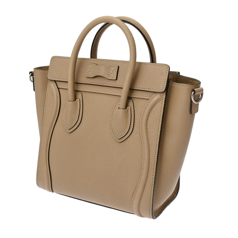 CELINE セリーヌ ラゲージ ナノ 2WAY ベージュ 189243 レディース ドラムドカーフ ハンドバッグ Aランク 中古 銀蔵
