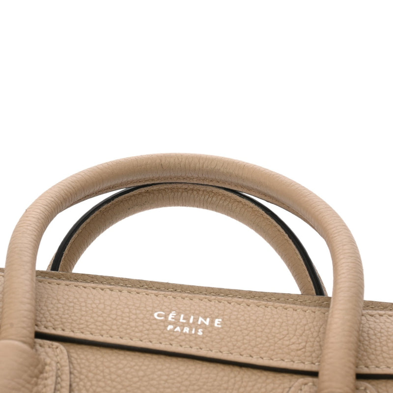 CELINE セリーヌ ラゲージ ナノ 2WAY ベージュ 189243 レディース ドラムドカーフ ハンドバッグ Aランク 中古 銀蔵