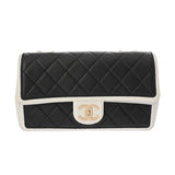 CHANEL シャネル マトラッセ チェーンショルダー 25cm ホワイト/ブラック レディース カーフ ショルダーバッグ Bランク 中古 銀蔵