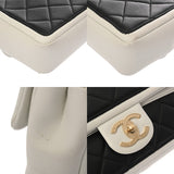 CHANEL シャネル マトラッセ チェーンショルダー 25cm ホワイト/ブラック レディース カーフ ショルダーバッグ Bランク 中古 銀蔵