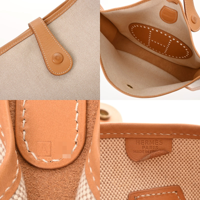 HERMES エルメス エヴリン GM ナチュラル □A刻印(1997年頃) ユニセックス トワルアッシュ ヴォーシャモニー ショルダーバッグ Bランク 中古 銀蔵