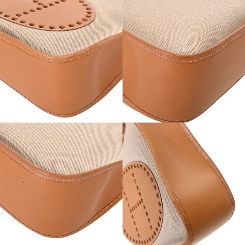 HERMES エルメス エヴリン GM ナチュラル □A刻印(1997年頃) ユニセックス トワルアッシュ ヴォーシャモニー ショルダーバッグ Bランク 中古 銀蔵