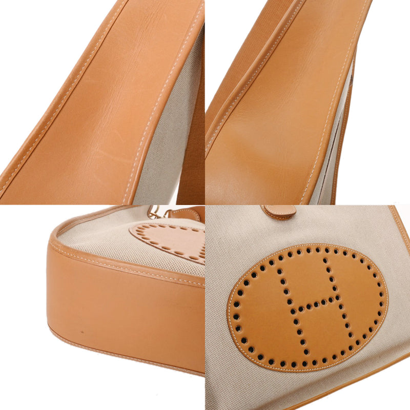 HERMES エルメス エヴリン GM ナチュラル □A刻印(1997年頃) ユニセックス トワルアッシュ ヴォーシャモニー ショルダーバッグ Bランク 中古 銀蔵