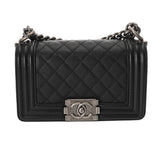 CHANEL シャネル ボーイシャネル スモールハンドバッグ 20cm ブラック A67085 レディース キャビアスキン ショルダーバッグ Aランク 中古 銀蔵
