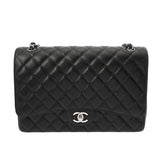 CHANEL シャネル マトラッセ Wフラップ チェーンショルダー 33cm ブラック A58601 レディース キャビアスキン ショルダーバッグ Aランク 中古 銀蔵