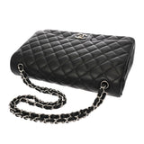 CHANEL シャネル マトラッセ Wフラップ チェーンショルダー 33cm ブラック A58601 レディース キャビアスキン ショルダーバッグ Aランク 中古 銀蔵