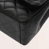 CHANEL シャネル マトラッセ Wフラップ チェーンショルダー 33cm ブラック A58601 レディース キャビアスキン ショルダーバッグ Aランク 中古 銀蔵