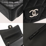 CHANEL シャネル マトラッセ Wフラップ チェーンショルダー 33cm ブラック A58601 レディース キャビアスキン ショルダーバッグ Aランク 中古 銀蔵