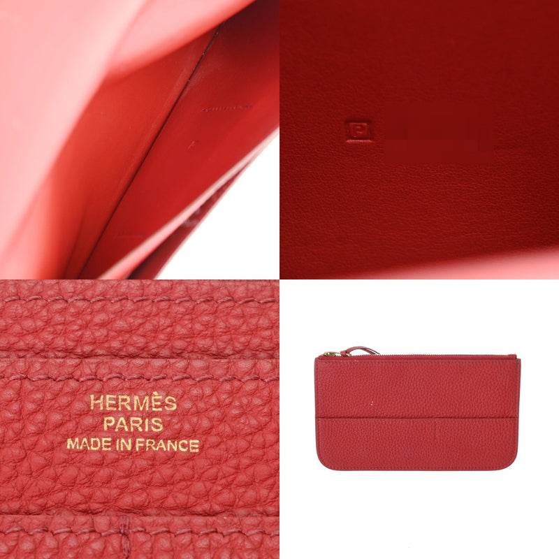 HERMES エルメス ドゴン GM ヴォーミリオン □P刻印(2012年頃) ユニセックス トゴ 長財布 ABランク 中古 銀蔵