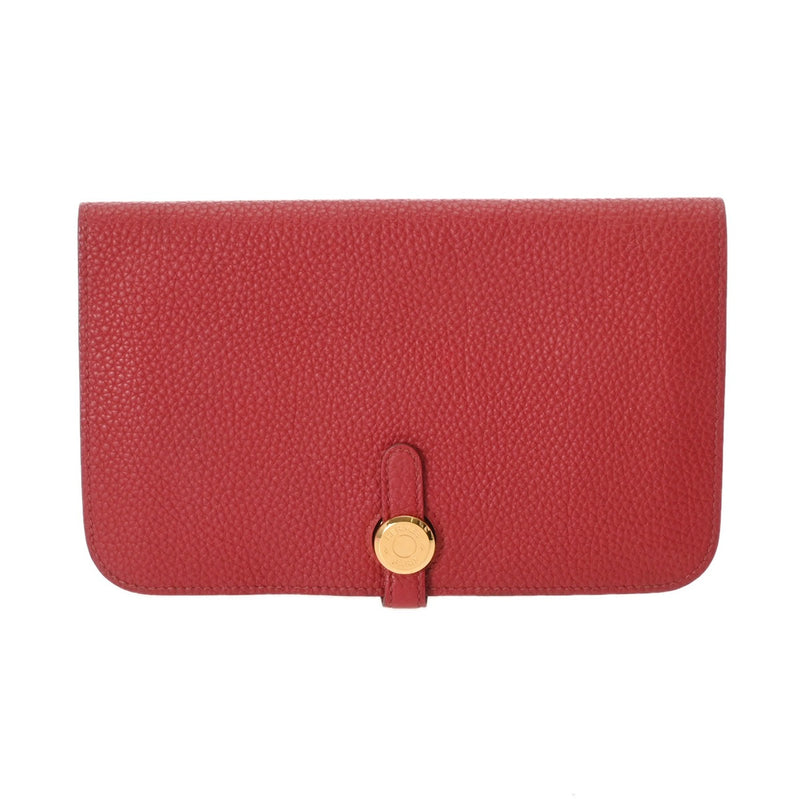 HERMES エルメス ドゴン GM ヴォーミリオン □P刻印(2012年頃) ユニセックス トゴ 長財布 ABランク 中古 銀蔵