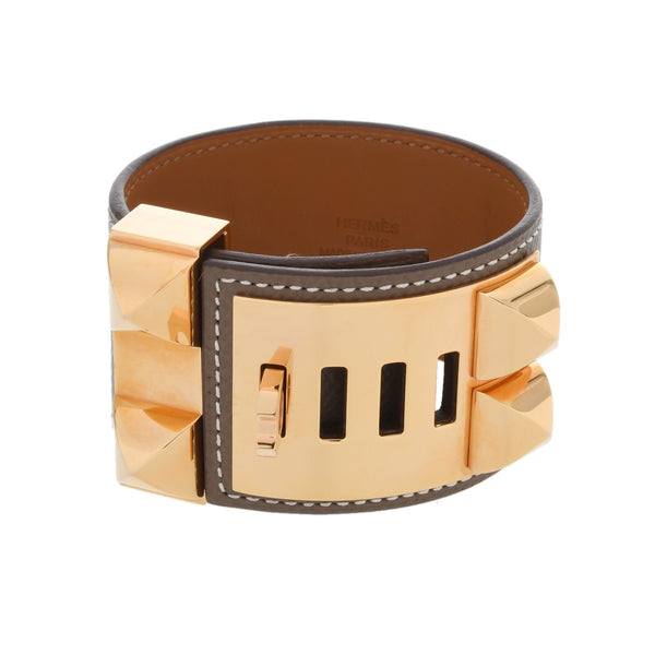 HERMES エルメス コリエドシアン エトゥープ ゴールド金具 Z刻印(2021年頃) ユニセックス ヴォーエプソン ブレスレット ABランク 中古 銀蔵