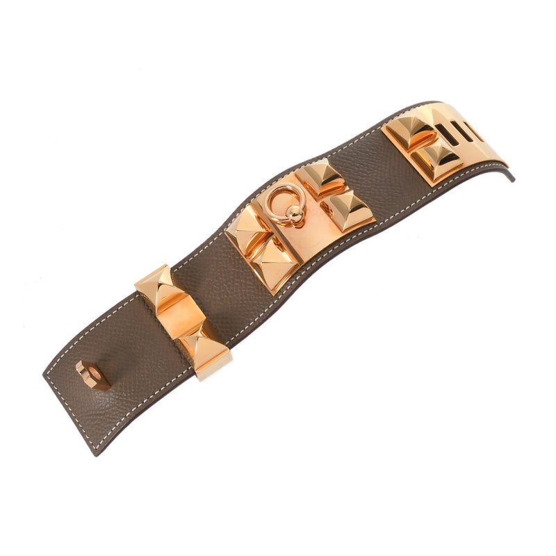 HERMES エルメス コリエドシアン エトゥープ ゴールド金具 Z刻印(2021年頃) ユニセックス ヴォーエプソン ブレスレット ABランク 中古 銀蔵