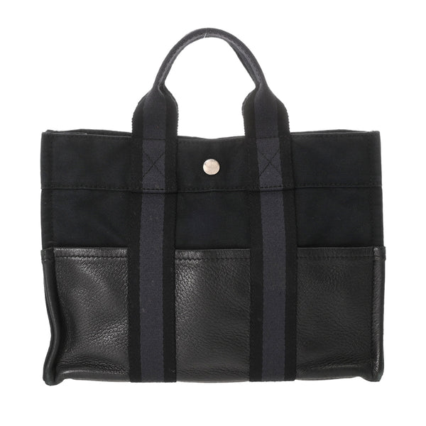 HERMES エルメス フールトゥ PM ハンドバッグ ブラック/ネイビー ユニセックス エバーカーフ キャンバス トートバッグ Bランク 中古 銀蔵