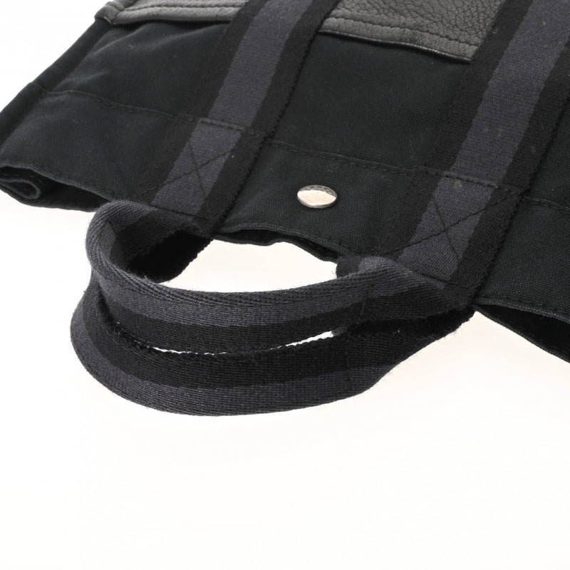 HERMES エルメス フールトゥ PM ハンドバッグ ブラック/ネイビー ユニセックス エバーカーフ キャンバス トートバッグ Bランク 中古 銀蔵