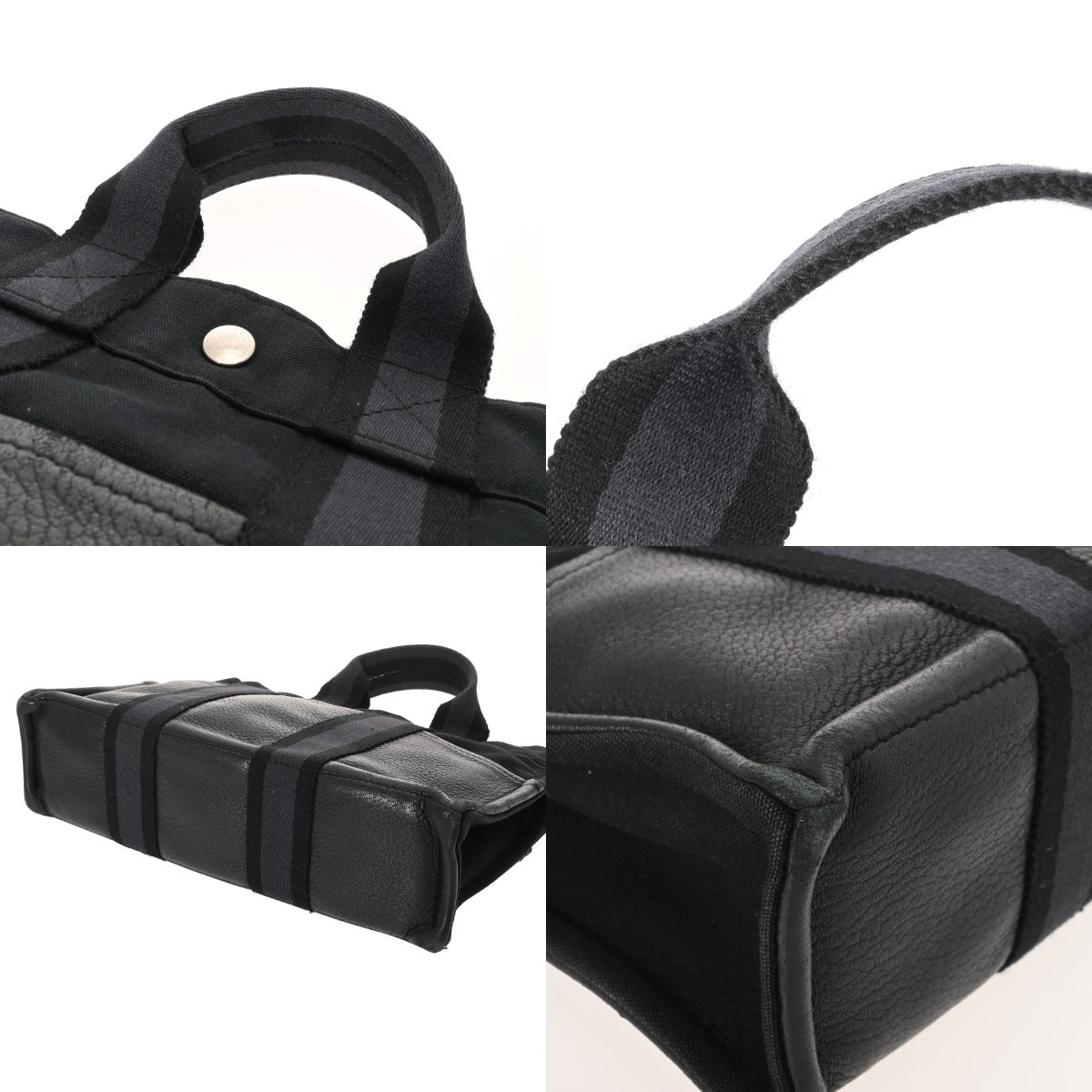 N*B様 HERMES エルメス フールトゥ PM キャンバス ブラック HERMES エルメス フールトゥ PM ハンドバッグ ブラック/ネイビー ユニ