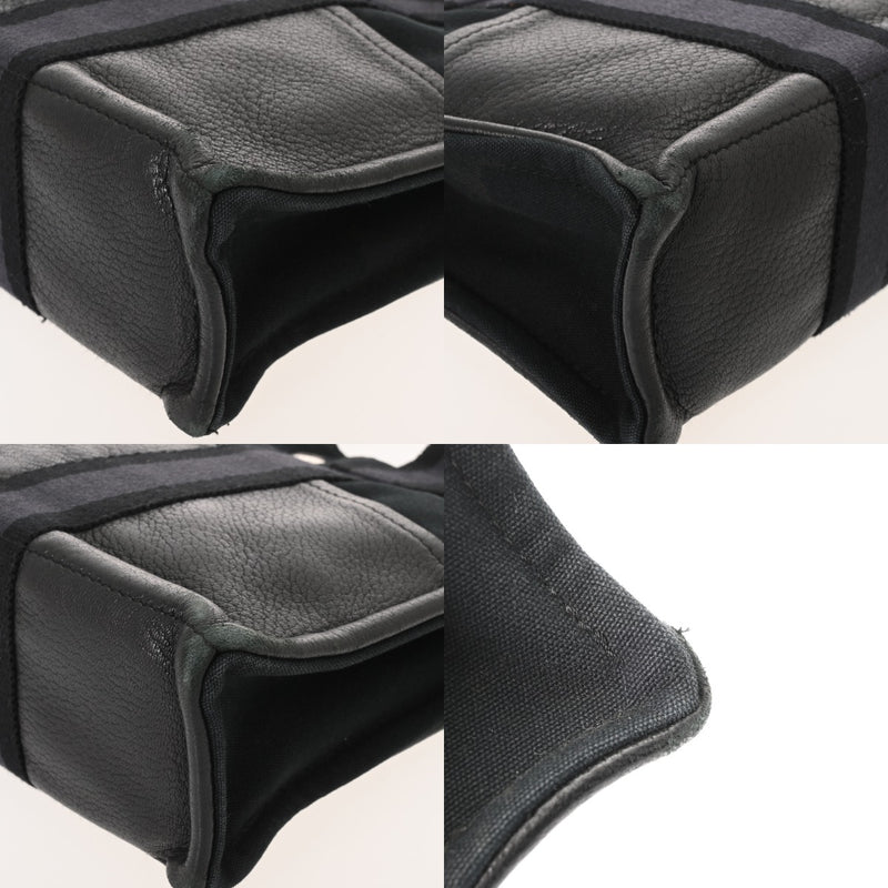 HERMES エルメス フールトゥ PM ハンドバッグ ブラック/ネイビー ユニセックス エバーカーフ キャンバス トートバッグ Bランク 中古 銀蔵