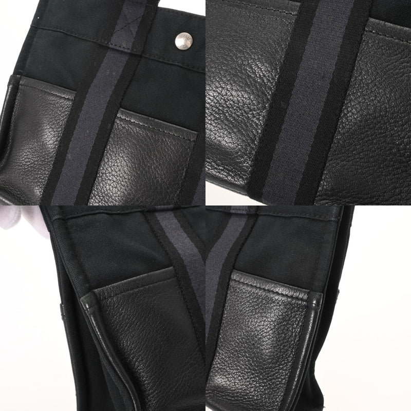 HERMES エルメス フールトゥ PM ハンドバッグ ブラック/ネイビー ユニセックス エバーカーフ キャンバス トートバッグ Bランク 中古 銀蔵