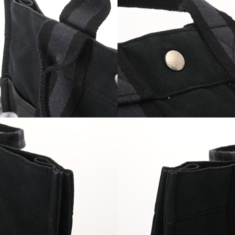 HERMES エルメス フールトゥ PM ハンドバッグ ブラック/ネイビー ユニセックス エバーカーフ キャンバス トートバッグ Bランク 中古 銀蔵