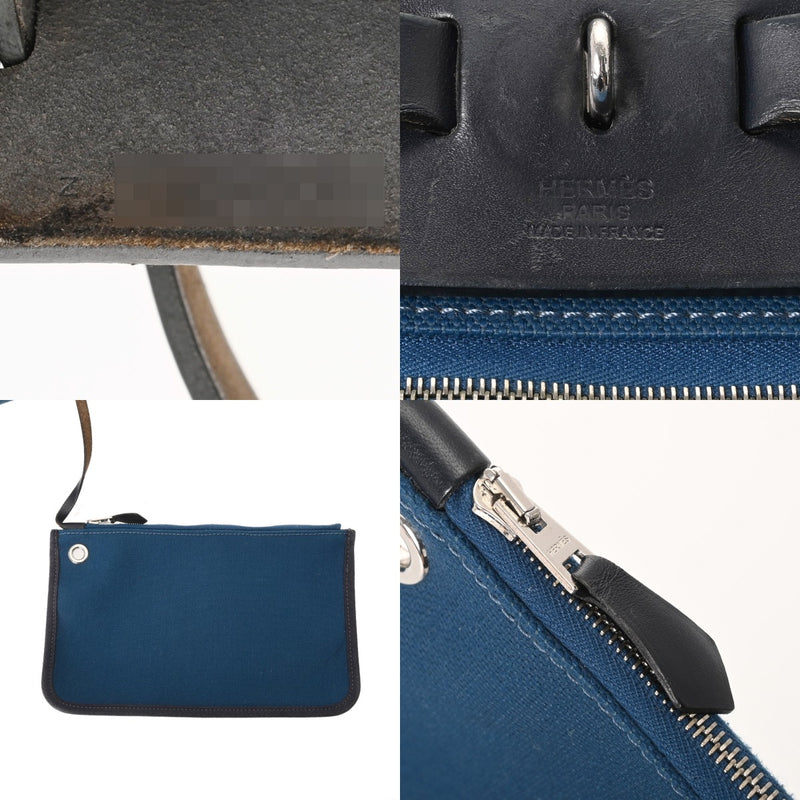 HERMES エルメス エールバッグ ジップ PM ブルー Z刻印(2021年頃) レディース トワルミリタリー ハンドバッグ Bランク 中古 銀蔵