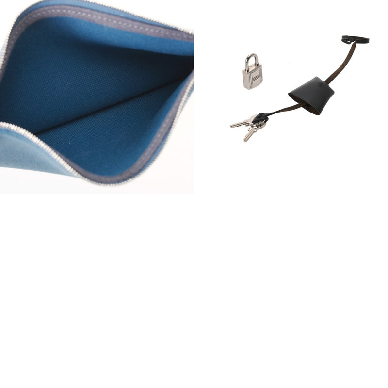 HERMES エルメス エールバッグ ジップ PM ブルー Z刻印(2021年頃) レディース トワルミリタリー ハンドバッグ Bランク 中古 銀蔵