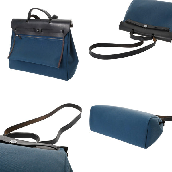 HERMES エルメス エールバッグ ジップ PM ブルー Z刻印(2021年頃) レディース トワルミリタリー ハンドバッグ Bランク 中古 銀蔵