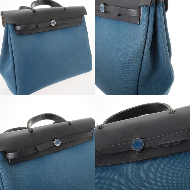 HERMES エルメス エールバッグ ジップ PM ブルー Z刻印(2021年頃) レディース トワルミリタリー ハンドバッグ Bランク 中古 銀蔵