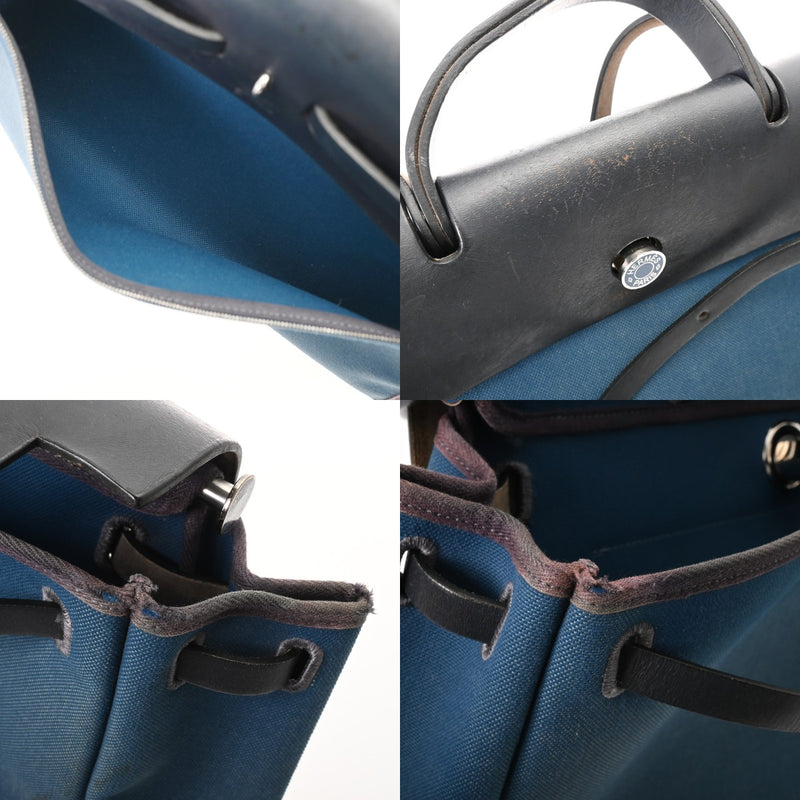 HERMES エルメス エールバッグ ジップ PM ブルー Z刻印(2021年頃) レディース トワルミリタリー ハンドバッグ Bランク 中古 銀蔵
