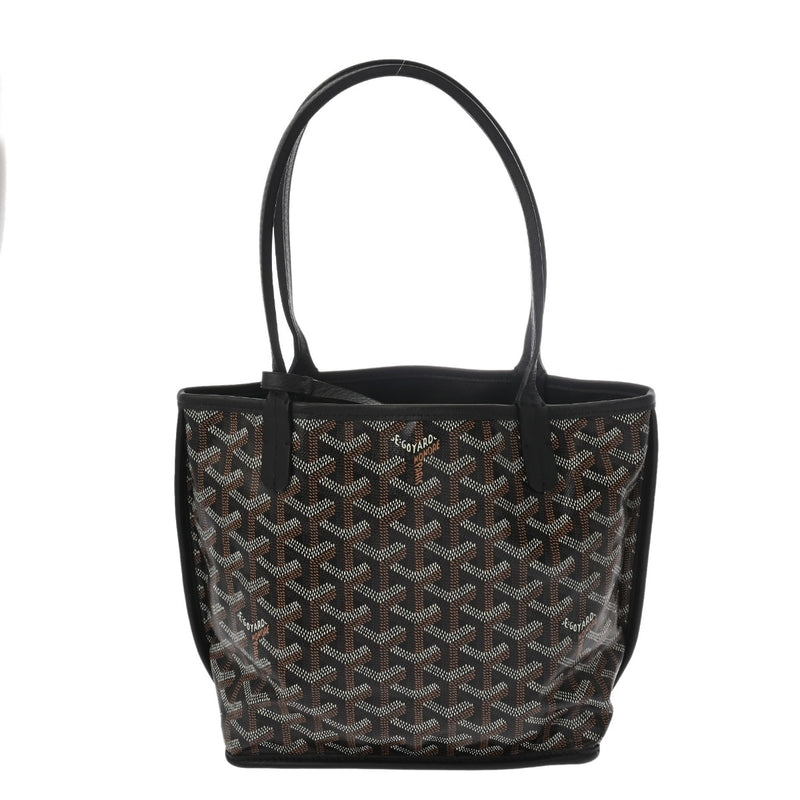 GOYARD ゴヤール アンジュ ミニ ヘリンボーン ブラック レディース コーティングキャンバス レザー トートバッグ Aランク 中古 銀蔵