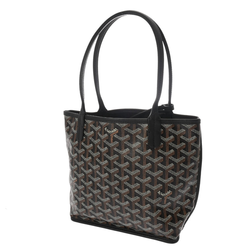 GOYARD ゴヤール アンジュ ミニ ヘリンボーン ブラック レディース コーティングキャンバス レザー トートバッグ Aランク 中古 銀蔵
