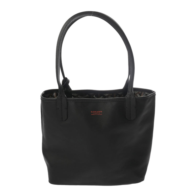 GOYARD ゴヤール アンジュ ミニ ヘリンボーン ブラック レディース コーティングキャンバス レザー トートバッグ Aランク 中古 銀蔵