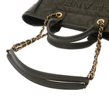 CHANEL シャネル ドーヴィル トートバッグ カーキ AS3257 レディース ラムスキン ショルダーバッグ 新同 中古 銀蔵