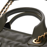 CHANEL シャネル ドーヴィル トートバッグ カーキ AS3257 レディース ラムスキン ショルダーバッグ 新同 中古 銀蔵
