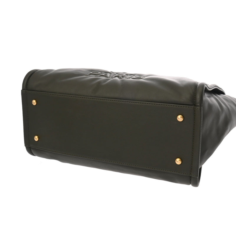 CHANEL シャネル ドーヴィル トートバッグ カーキ AS3257 レディース ラムスキン ショルダーバッグ 新同 中古 銀蔵