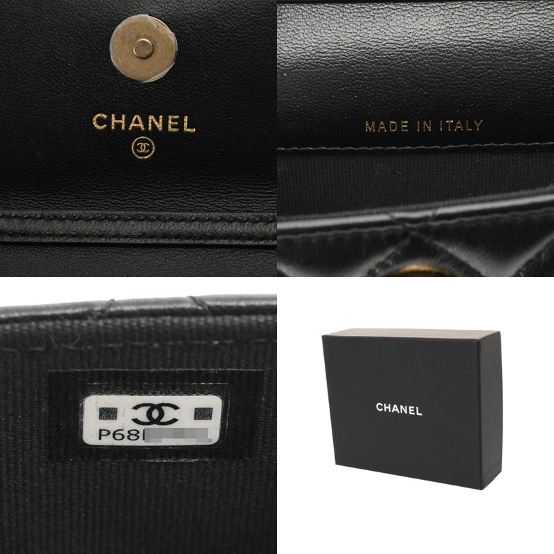 CHANEL シャネル マトラッセ ミニ チェーンクラッチ コスチュームパール ブラック レディース ラムスキン ショルダーバッグ 新同 中古 銀蔵