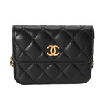 CHANEL シャネル マトラッセ ミニ チェーンクラッチ コスチュームパール ブラック レディース ラムスキン ショルダーバッグ 新同 中古 銀蔵