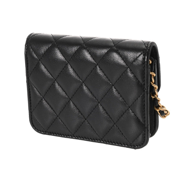 CHANEL シャネル マトラッセ ミニ チェーンクラッチ コスチュームパール ブラック レディース ラムスキン ショルダーバッグ 新同 中古 銀蔵