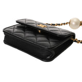 CHANEL シャネル マトラッセ ミニ チェーンクラッチ コスチュームパール ブラック レディース ラムスキン ショルダーバッグ 新同 中古 銀蔵
