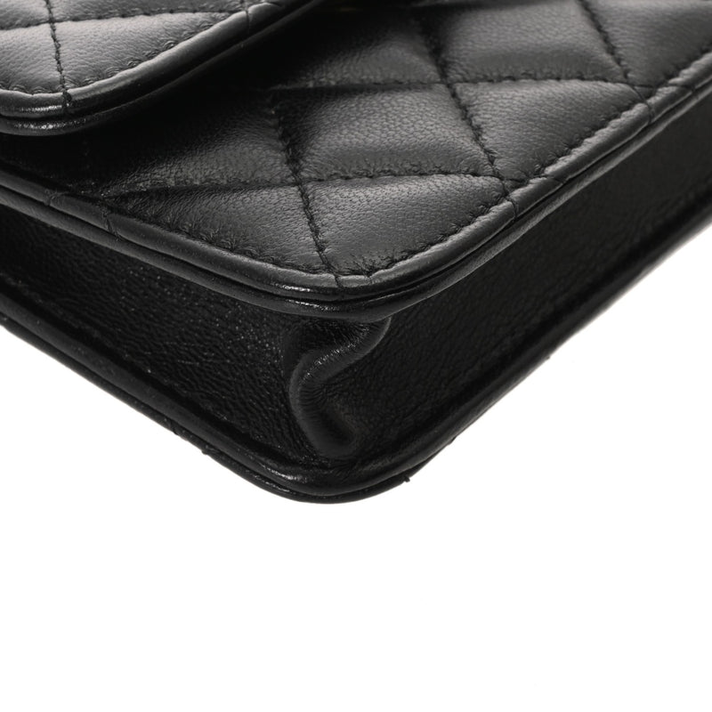 CHANEL シャネル マトラッセ ミニ チェーンクラッチ コスチュームパール ブラック レディース ラムスキン ショルダーバッグ 新同 中古 銀蔵