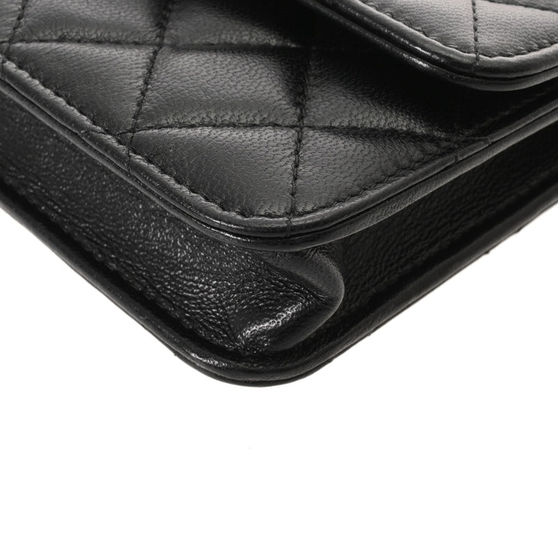 CHANEL シャネル マトラッセ ミニ チェーンクラッチ コスチュームパール ブラック レディース ラムスキン ショルダーバッグ 新同 中古 銀蔵