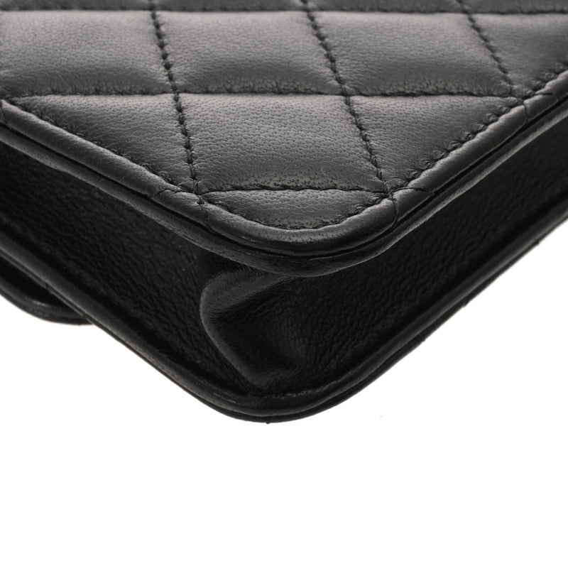 CHANEL シャネル マトラッセ ミニ チェーンクラッチ コスチュームパール ブラック レディース ラムスキン ショルダーバッグ 新同 中古 銀蔵