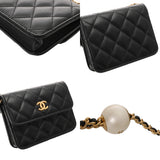 CHANEL シャネル マトラッセ ミニ チェーンクラッチ コスチュームパール ブラック レディース ラムスキン ショルダーバッグ 新同 中古 銀蔵