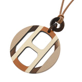 HERMES エルメス Hエキップ ペンダント ホワイト/ブラウン/ベージュ レディース バッファローホーン ネックレス Aランク 中古 銀蔵