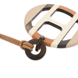 HERMES エルメス Hエキップ ペンダント ホワイト/ブラウン/ベージュ レディース バッファローホーン ネックレス Aランク 中古 銀蔵