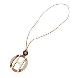 HERMES エルメス Hエキップ ペンダント ホワイト/ブラウン/ベージュ レディース バッファローホーン ネックレス Aランク 中古 銀蔵