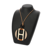 HERMES エルメス Hエキップ ペンダント ホワイト/ブラウン/ベージュ レディース バッファローホーン ネックレス Aランク 中古 銀蔵