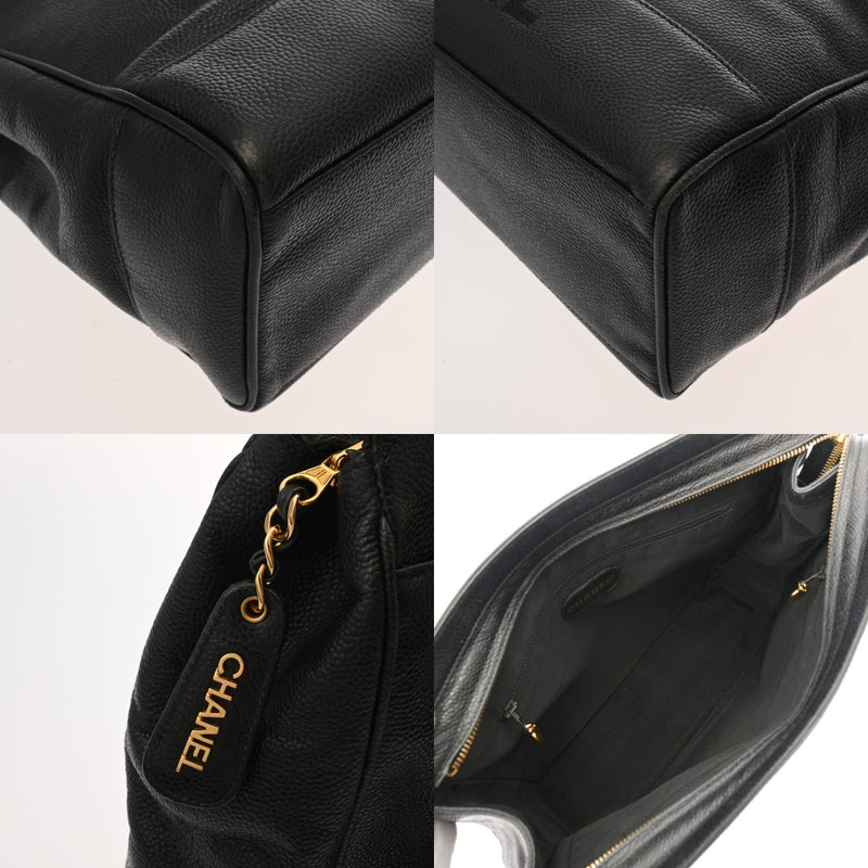 CHANEL シャネル チェーントート ブラック レディース キャビアスキン トートバッグ ABランク 中古 銀蔵