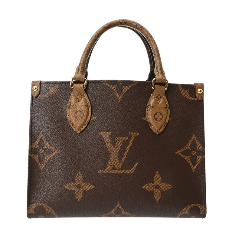 LOUIS VUITTON ルイヴィトン モノグラムリバース オンザゴー PM ブラウン M46373 レディース モノグラムキャンバス ハンドバッグ 未使用 銀蔵