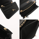 CHANEL シャネル Vステッチ チェーンウォレット ブラック A80982 レディース ラムスキン ショルダーバッグ Aランク 中古 銀蔵
