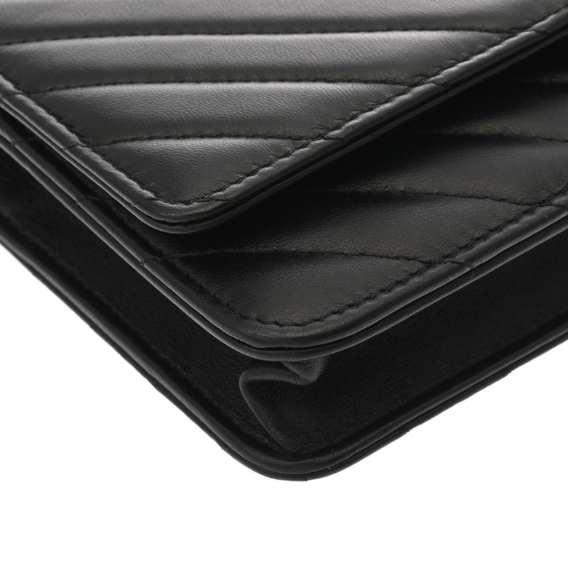 CHANEL シャネル Vステッチ チェーンウォレット ブラック A80982 レディース ラムスキン ショルダーバッグ Aランク 中古 銀蔵