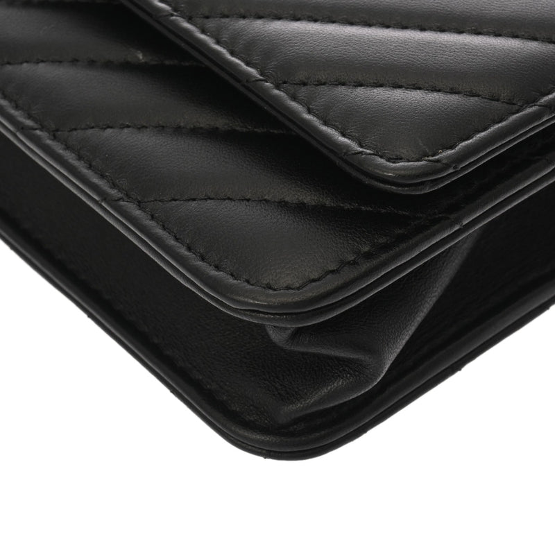 CHANEL シャネル Vステッチ チェーンウォレット ブラック A80982 レディース ラムスキン ショルダーバッグ Aランク 中古 銀蔵